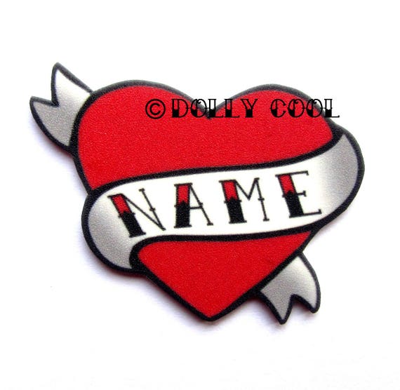 Heart Brooch Custom Personalized Name Your choice of word