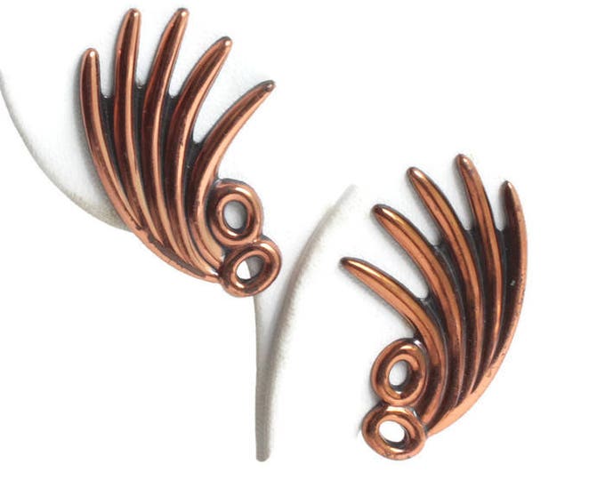 Renoir Copper Earrings Modernist Mid Century Ear Climbers Fan Shaped Vintage