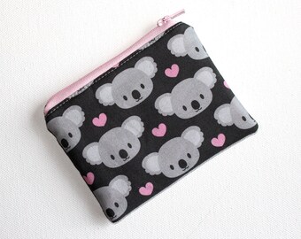 Mini Zippered Pouch in Sweet Koala Fabric