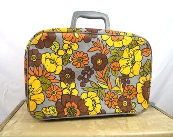 Vintage 1960s Floral 60s Mod Mini Floral Suitcase