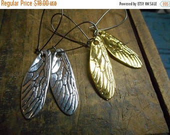 SALE Cicada Song. Cicada Wing earrings in gold or silver.