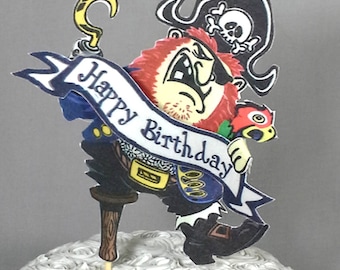 Pirate cake topper, fabric pirate theme birthday party decoration H029