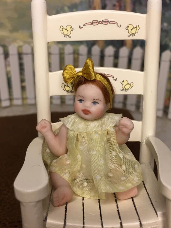 Baby Sarah Miniature Porcelain Doll Baby Girl Doll House Scale