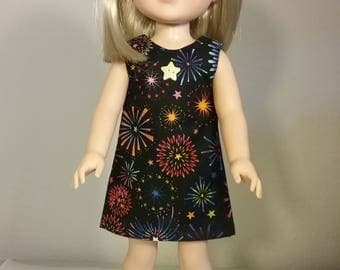 14.5 inch Doll Clothes Colorful Fireworks Print Dress fits American Girl Wellie Wishers Doll Clothes Handmade