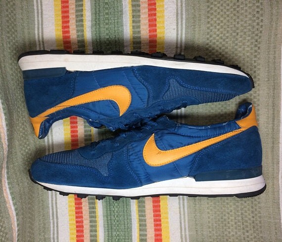 1970s Nike Internationalist blue yellow swoosh waffle sole made in USA size 14