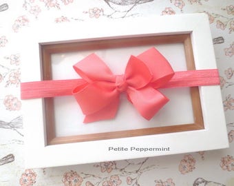 Coral baby headband,Baby Bow Headband, Newborn headband, Toddler Headband, Girl Head Band, Baby Head Band Bow, Baby Hair Bow