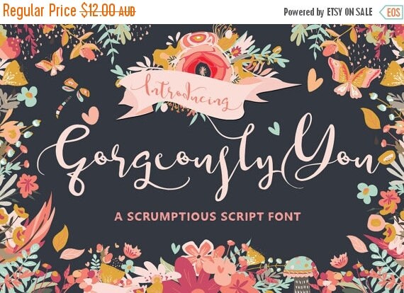 Digital Fonts 80% Off SALE Digital Wedding Font, Gorgeously You, Digital download, Hand drawn script font, modern Calligraphy, Cursive font