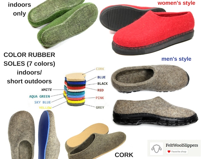 Mens House Slippers, Boiled Wool Slippers Felted Slippers, Warm Slippers, Natural Slippers With 7 Color Rubber Soles, Boyfriend Gift For Him