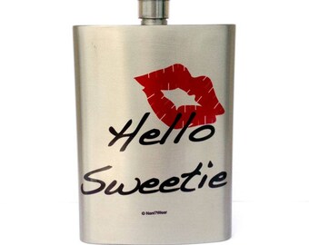 Doctor River Song Who Geek Flask 8oz: Hello Sweetie