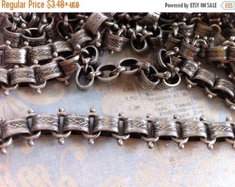 SALE Book Chain Vintage Style High Quality Antique Silver plated Vintage reproduction wide patterned link Book chain