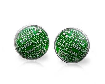 ON SALE Circuit Board Earrings Computer Science Geek Jewelry Hypoallergenic Surgical Steel Studs