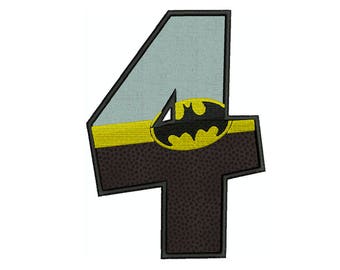 BATMAN NUMBER 4 - Machine Applique Embroidery - Instant Digital Download