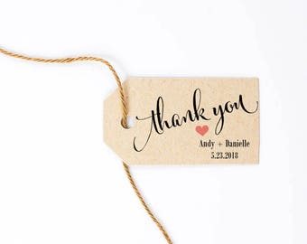 Thank You Tag, Wedding Favor Tag, Wedding Script Font, Party Favor, Bridal Shower Take Away Gift - 1.25 2.25 inches, Set of 25, CAN