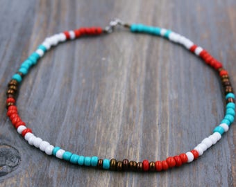 Turquoise Ankle Bracelet - Beaded Anklet - Boho Anklet - Boho Jewelry - Bohemian Ankle Bracelet - Turquoise Anklet - Boho Ankle Bracelet