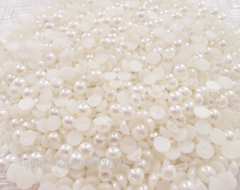 100pcs - 8mm Cream Ivory Flatback Pearls Decoden PRL008