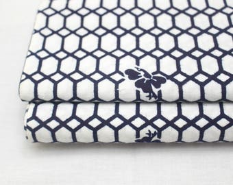 Japanese Vintage Yukata Cotton Fabric. Blue and White Geometric Design (Ref: 1694 )