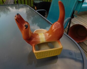 Vtg ROVER HIRSCH Weiner Dog DASCHUND Mid Century Planter Letter Holder Figurine cb3