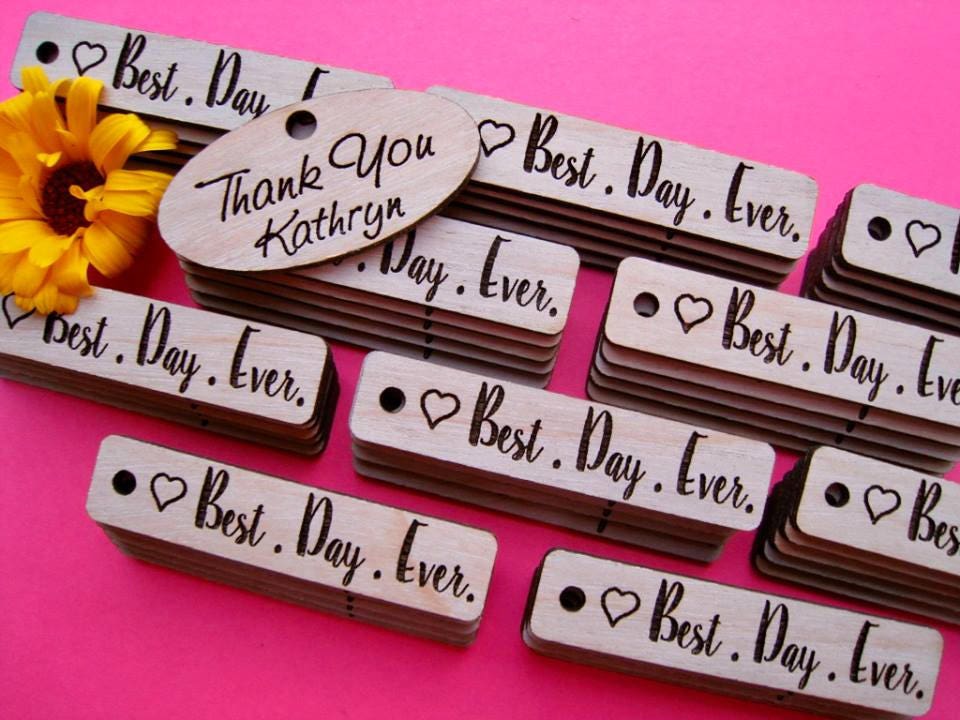Custom Laser Engraved Birch Ply Wood tags set of 25
