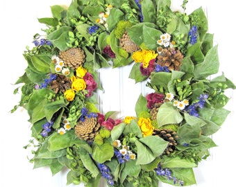Dried Flower Wreath, Wall Decor, Dried Floral Wreath, Dried Flowers