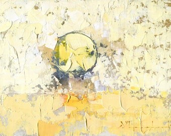 Original Oil Painting Landscape Painting Abstract by John Shanabrook - 5 x 7 - The Sun above a Field