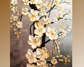 SALE Original 48" abstract contemporary impasto fine art floral painting by Nicolette Vaughan Horner