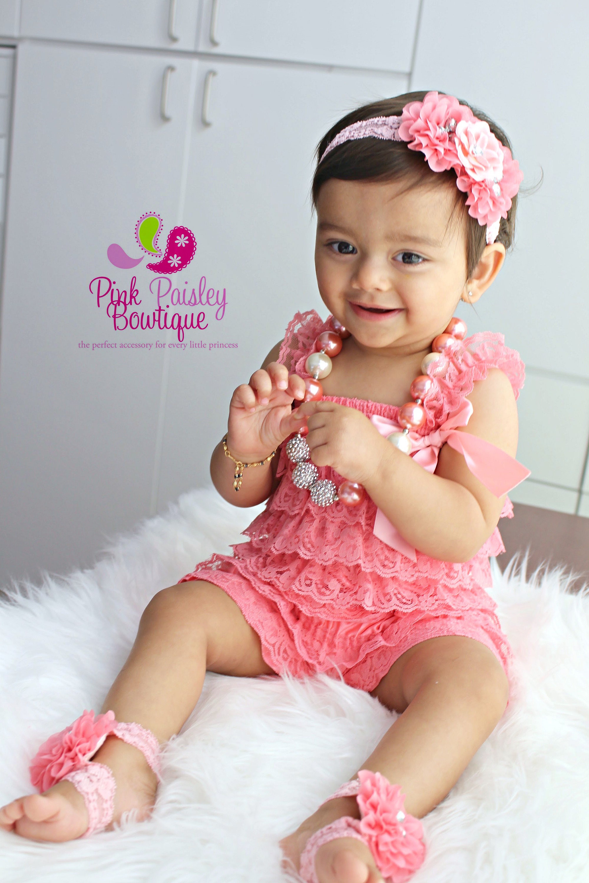 Newborn Coming home outfit Baby Girl Outfit Peach Lace