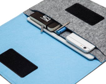 Folio Case for iPad mini. iPad mini 4 case, iPad mini 2 case, mini iPad cover - Gray & Sky Blue - Weird.Old.Snail