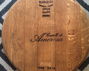 Authentic Napa Valley Castello di Amorosa Wine Barrel Lid Lazy Susan