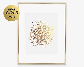 Dots GOLD FOIL PRINT Cluster of Dots Art Print Poster Wall Art Gold Metallic Abstract Art Contemporary Dots Modern Wall Art Wall Decor A27