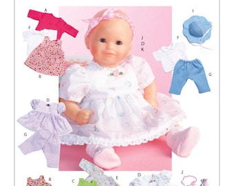 Sewing Pattern for Casual Baby Doll Clothes, McCalls 4338, Patterns fit 15 inch Baby Doll(Bitty Baby), Fits Doll sizes 11" - 13" & 14" - 16"