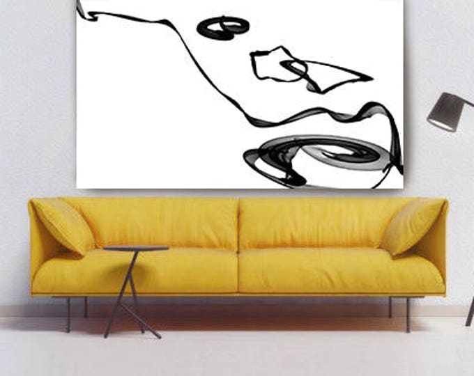 Abstract Black and White 17-55-58. Contemporary Unique Abstract Wall Decor, Large Contemporary Canvas Art Print up to 72" by Irena Orlov