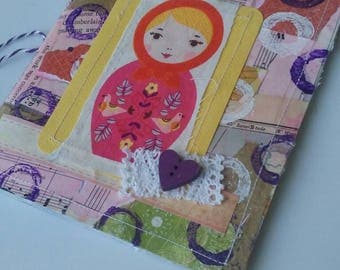 Russian Doll journal. matryoshka. Mixed paper journal. Babushka notebook.