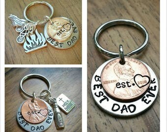 Dad Keychain, New Dad Gift, Best Dad Ever, Paw Paw Keychain, Charm Keychain, Gift for Grandpa, Daddy Since Penny, Penny Keychain, Uncle Gift