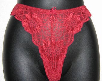 Vintage Victoria's Secret Cranberry Red Sexy Thong Panties