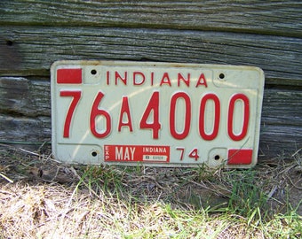 Vintage Indiana License Plate 1974.Old License Plate.Vintage License Plate.1970's Car.1974 Birthday Gift.Gifts for Men.Man Cave Decor.Cars.