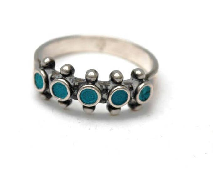 Turquoise sterling band ring - southwestern - Native American - size 7