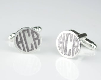Fathers day gift from wife, Monogrammed Round Cufflinks Groomsmen Gifts Engraved Cufflinks Personalized Gifts for Him Personalized Cufflinks
