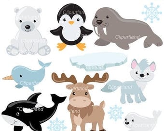 ON SALE INSTANT Download. Arctic animals clip art. Caa_3. Personal and commercial use.