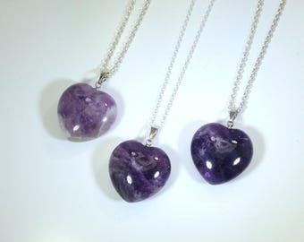 Amethyst Necklace Amethyst Pendant Heart Necklace Amethyst Heart on Sterling Silver Amethyst Jewelry February Birthstone