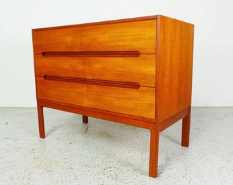 mid century Danish modern teak 3 drawer chest dresser by Arne Wahl Iversen