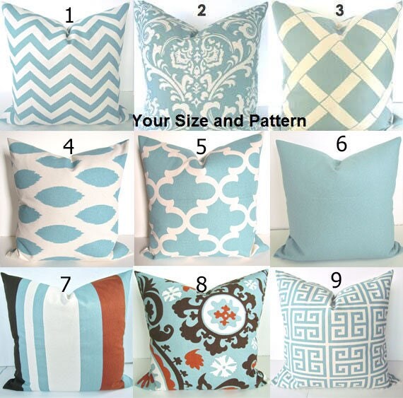 Blue PILLOWS Spa Blue Pillow Covers Blue Throw Pillows Gray