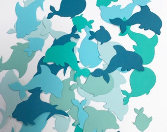 Die cut fish, Dolphin, Shark, Whale, Fish cuts, 80 Die cut Under the sea animals , Fish Confetti,
