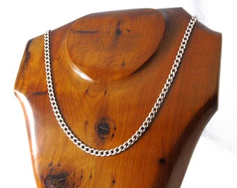 Vintage Sterling Silver Curb Necklace, Sterling Silver Necklace, Curb Link Necklace, Silver Curb Link Chain, Curb Chain, 18 Inch Chain