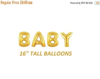 SALE 16 inch BABY letters balloons GOLD for Baby Showers Decorations Foil Mylar Metallic Balloon Air balloon