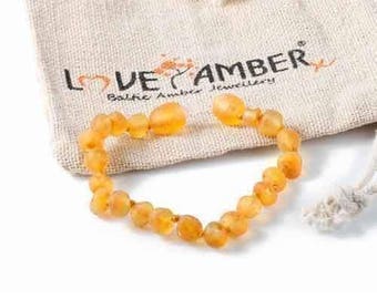 Child Bees Knees Raw Unpolished Honey Baltic Amber Knotted Anklet Genuine Certified Love Amber x Jewellery Jewelry & Teething UK