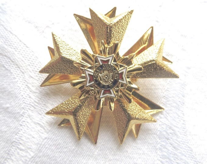 Vintage Maltese Cross Pin, Heraldic Brooch, VFW Ladies Auxiliary Pin Vintage VFW Jewelry World War ll Jewelry