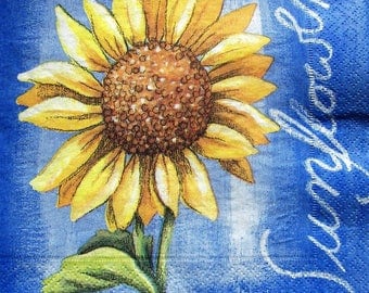 Vintage Botanical Flower Sunflower on French