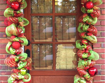 18' Pre-Lit Deco Mesh Christmas Garland Pre-Order - Deco Mesh Garland - Christmas Garland - Entryway Garland