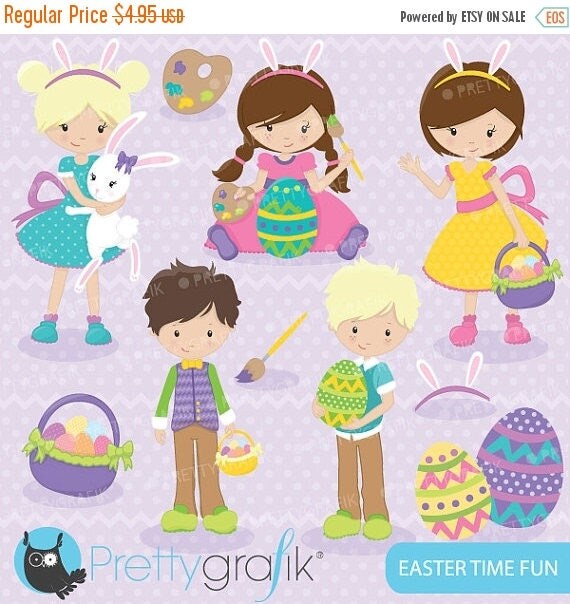 80% OFF SALE easter kids clipart commercial use, vector graphics, digital clip art, digital images - CL641 Il_570xn