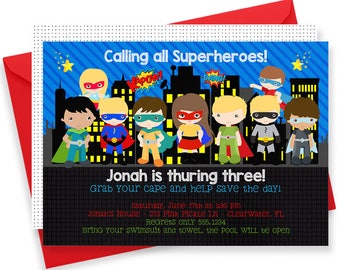 Superhero Invitation, Super Hero Invitation, Superhero Birthday Invitation, Superhero Party, Printable Invitation, Superhero Birthday | 273